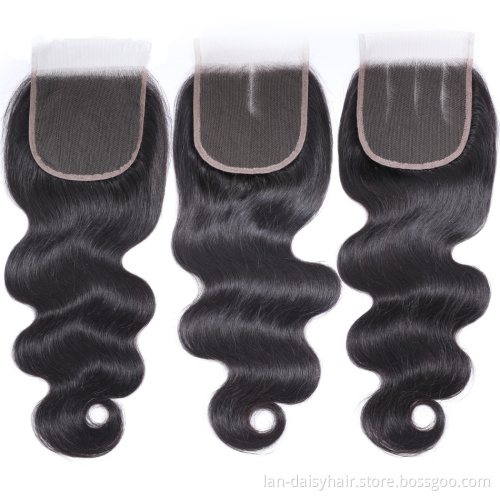 Transparent Lace Brazilian Body Wave Closure 4x4 5x5 6x6 Lace Closure Free/Middle/Three Part Swiss Lace  Pre Plucked Closure